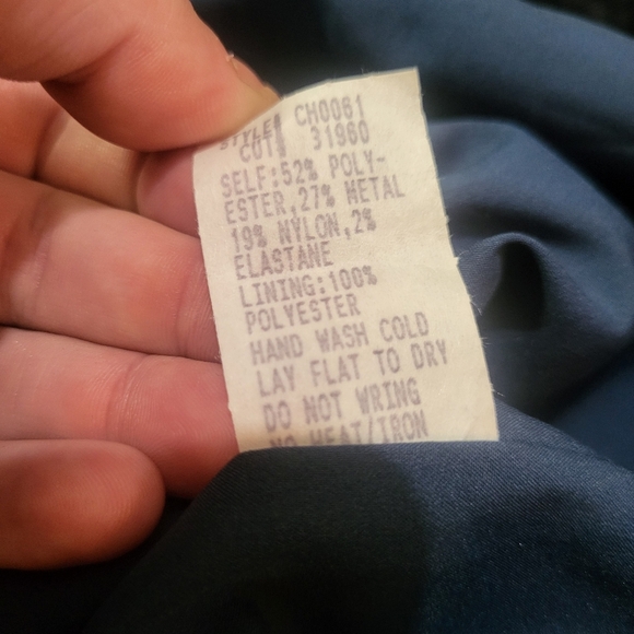 Nicole Miller Collection Ruched Drape Jewel Navy Metalic Dress Size 8 - Picture 8 of 10